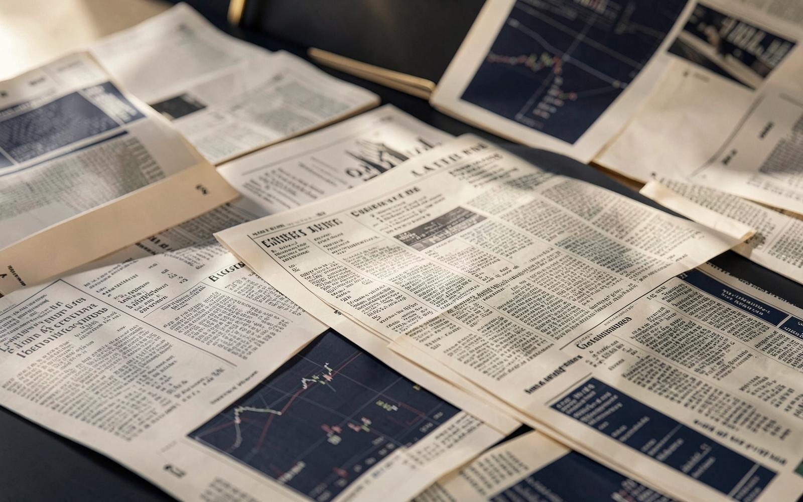 Pages boursières imprimées et graphiques sobres