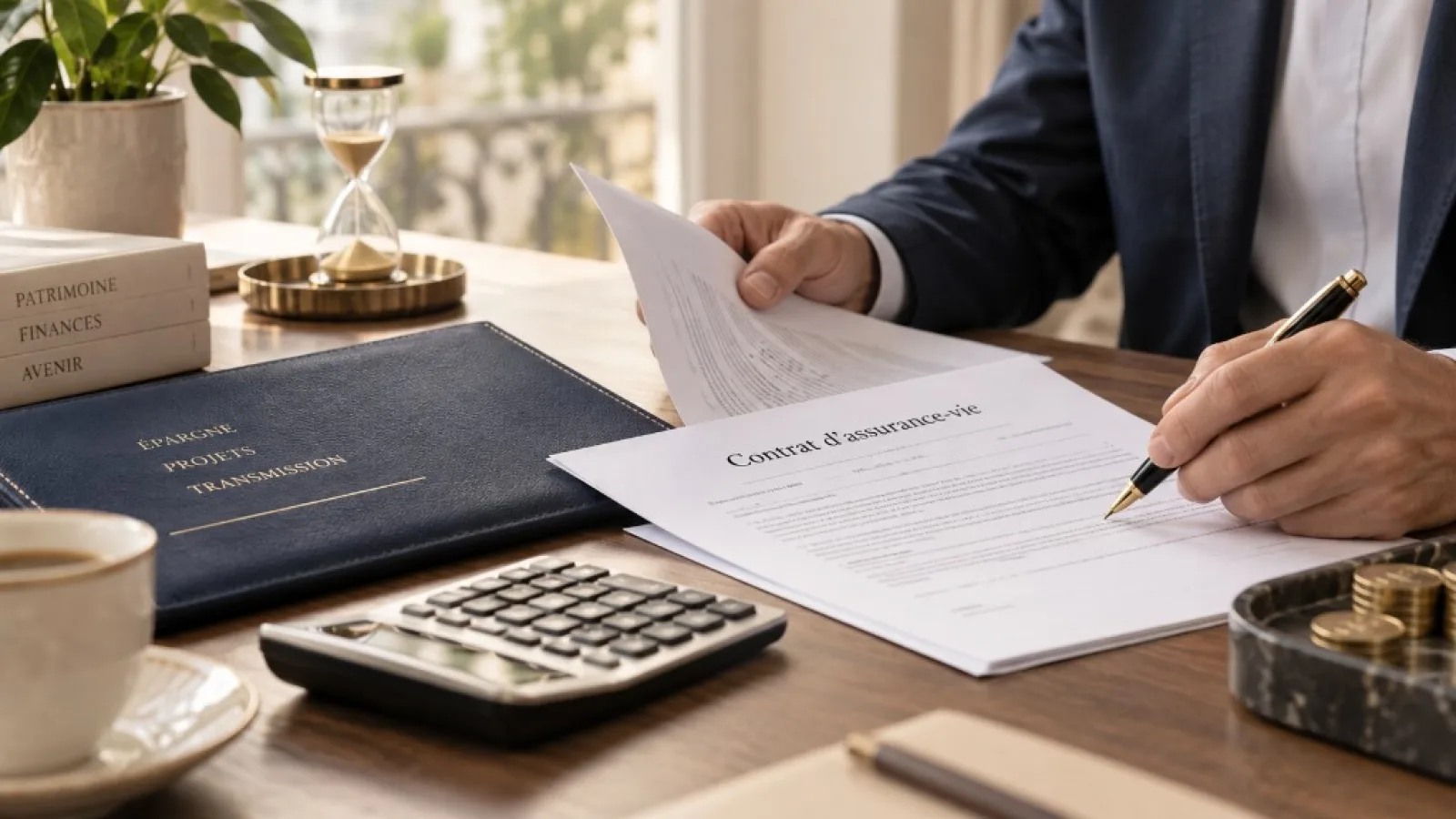 Souscripteur examinant des documents pour un rachat d’assurance-vie