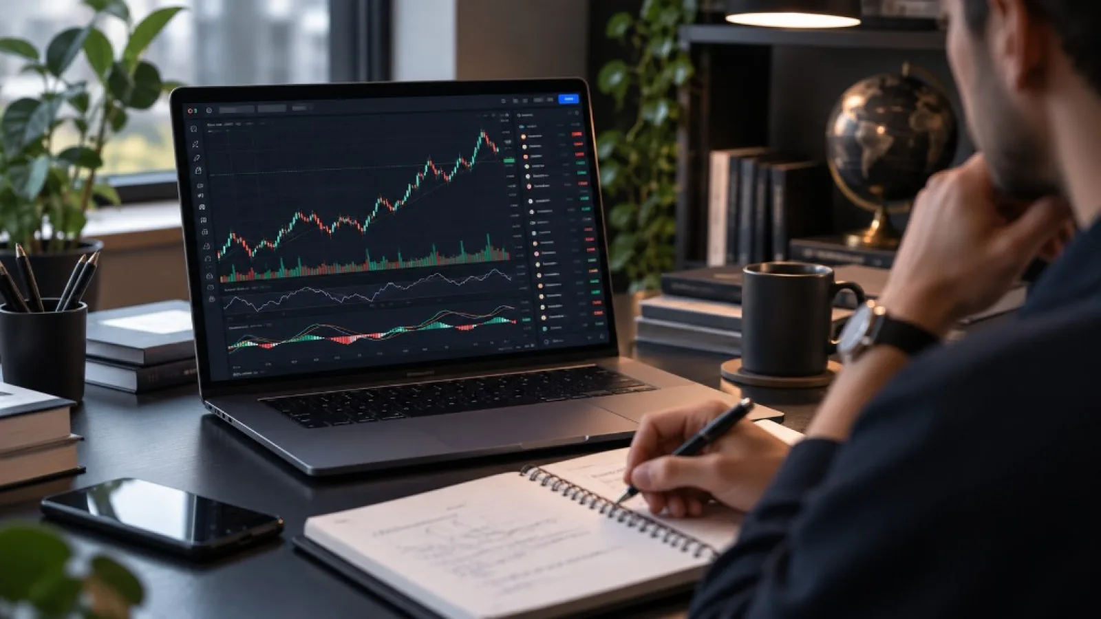 Espace de trading moderne et studieux pour préparer les plages horaires